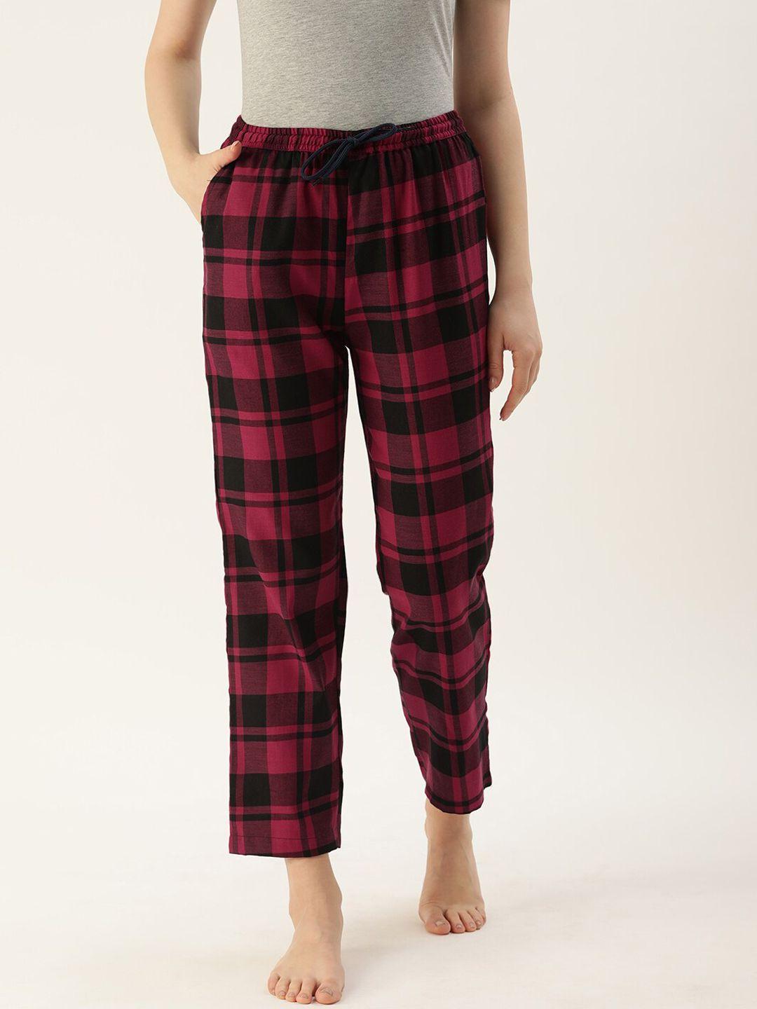kryptic-women-pure-cotton-relaxed-fit-checked-lounge-pants