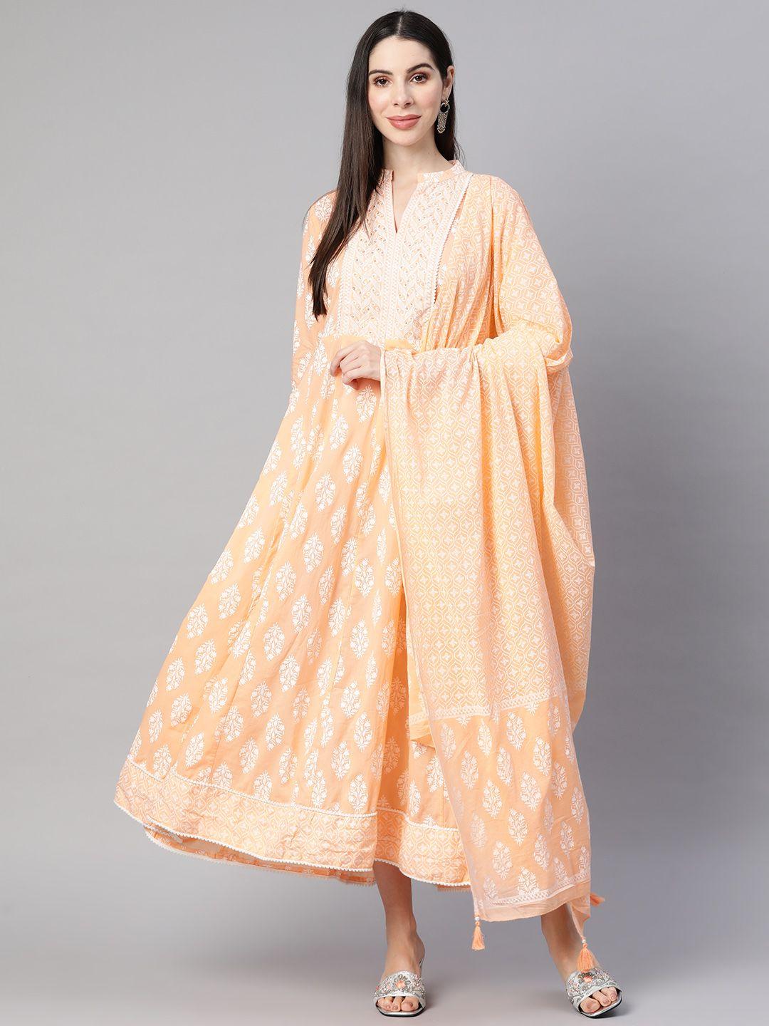 readiprint-fashions-women-peach-coloured-&-white-pure-cotton-ethnic-motifs-print-gown