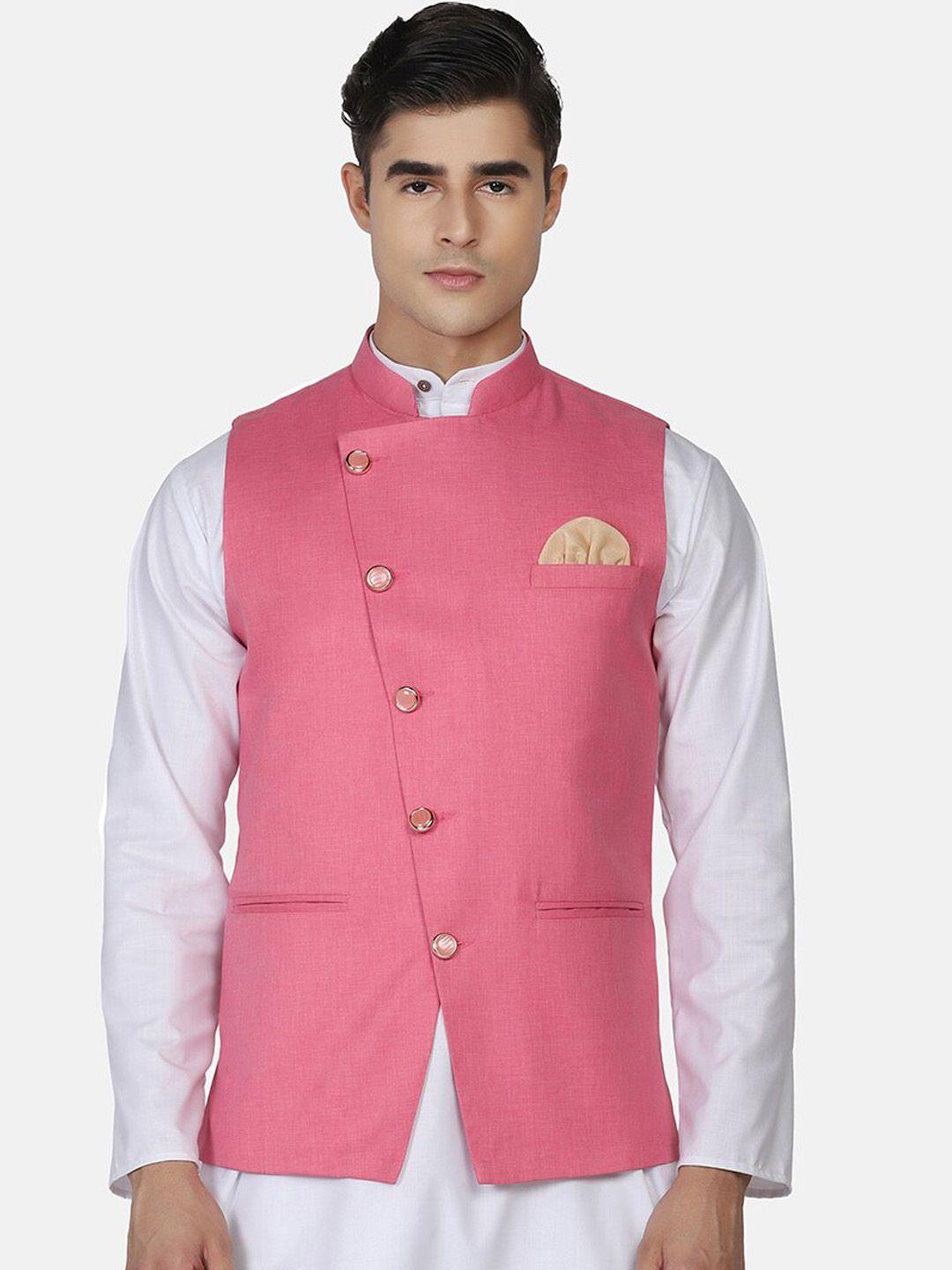 tahvo-men-pink-solid-nehru-jacket