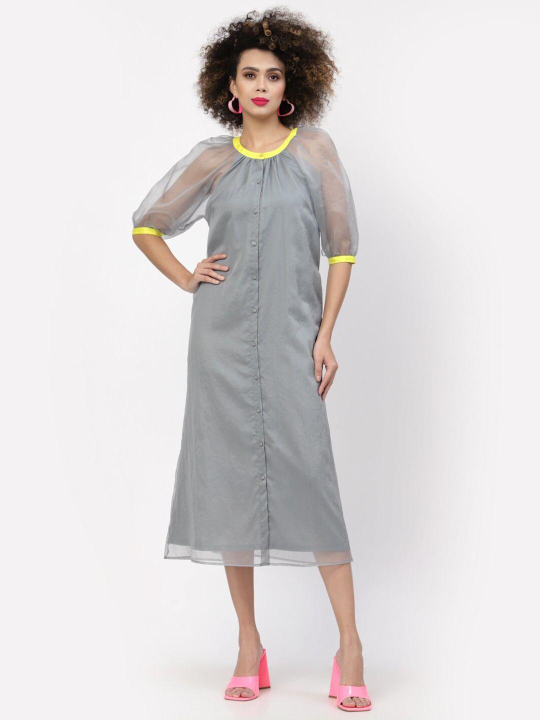 lela-women-grey-a-line-midi-dress
