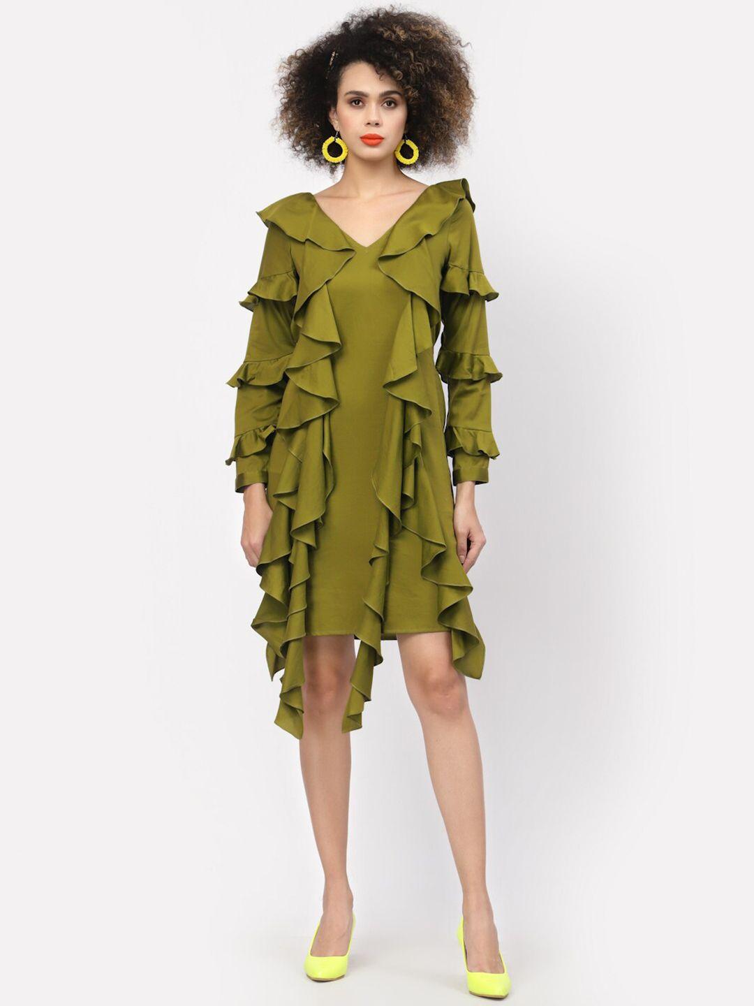 lela-women-olive-green-bodycon-cotton-dress
