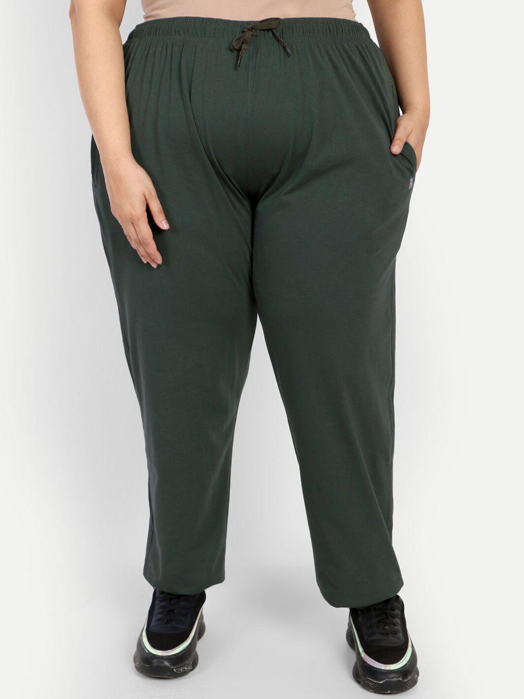 cupid-women-plus-size-olive-green-solid-cotton-lounge-pants