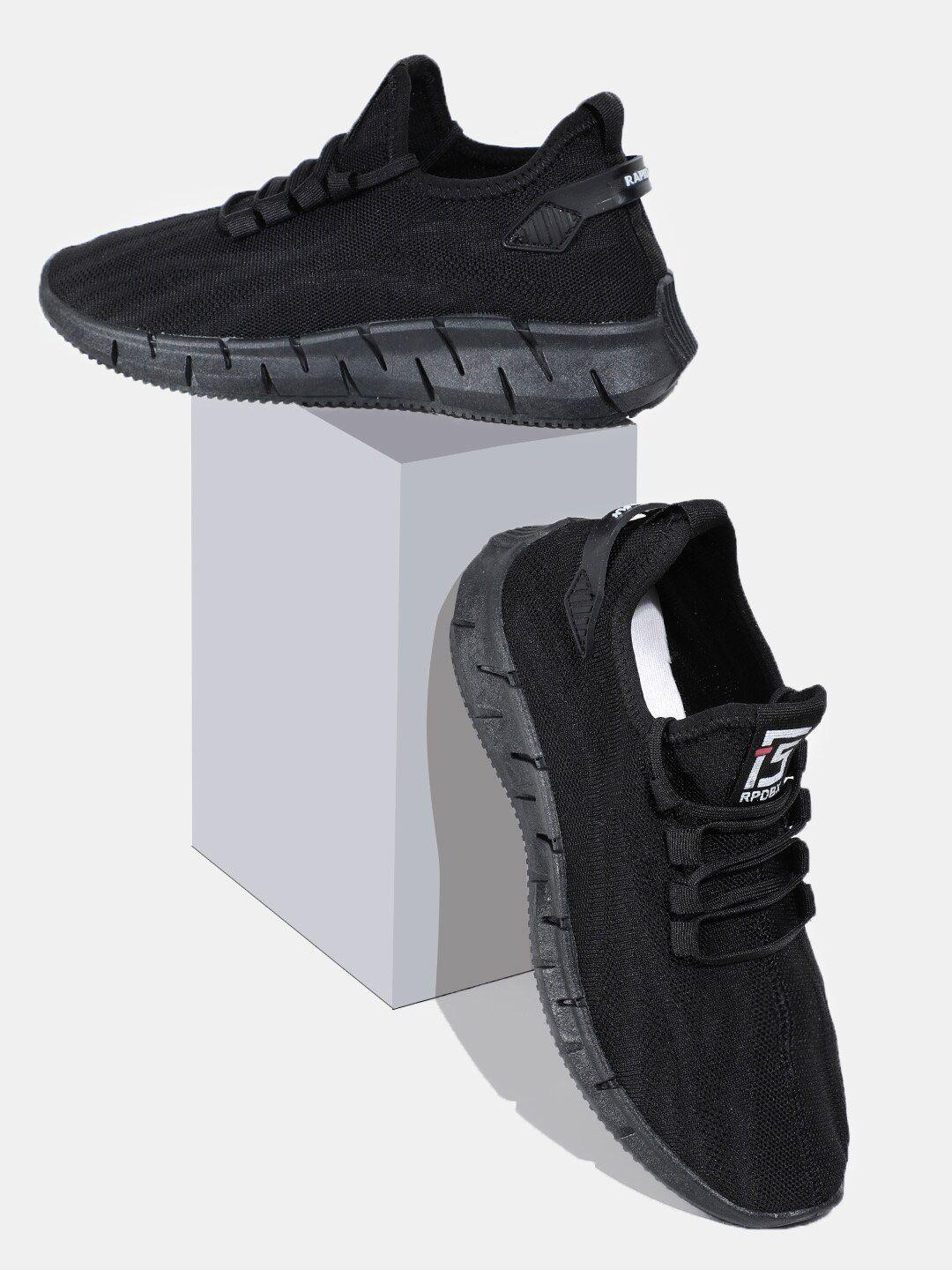 rapidbox-men-black-textured-sneakers