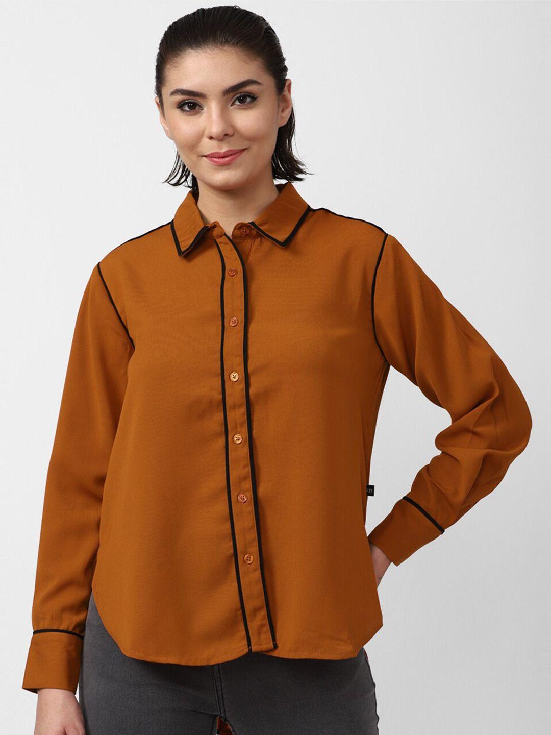 forever-21-women-brown-solid-casual-shirt
