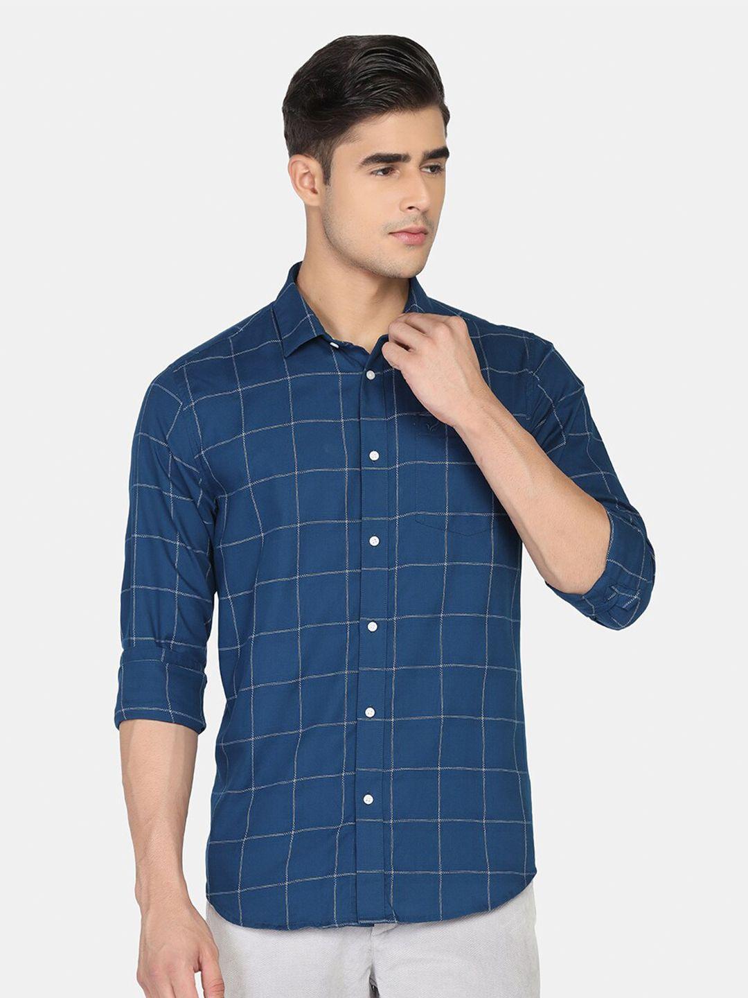 blackberrys-men-blue--windowpane-checks-checked-pure-cotton-slim-fit-casual-shirt