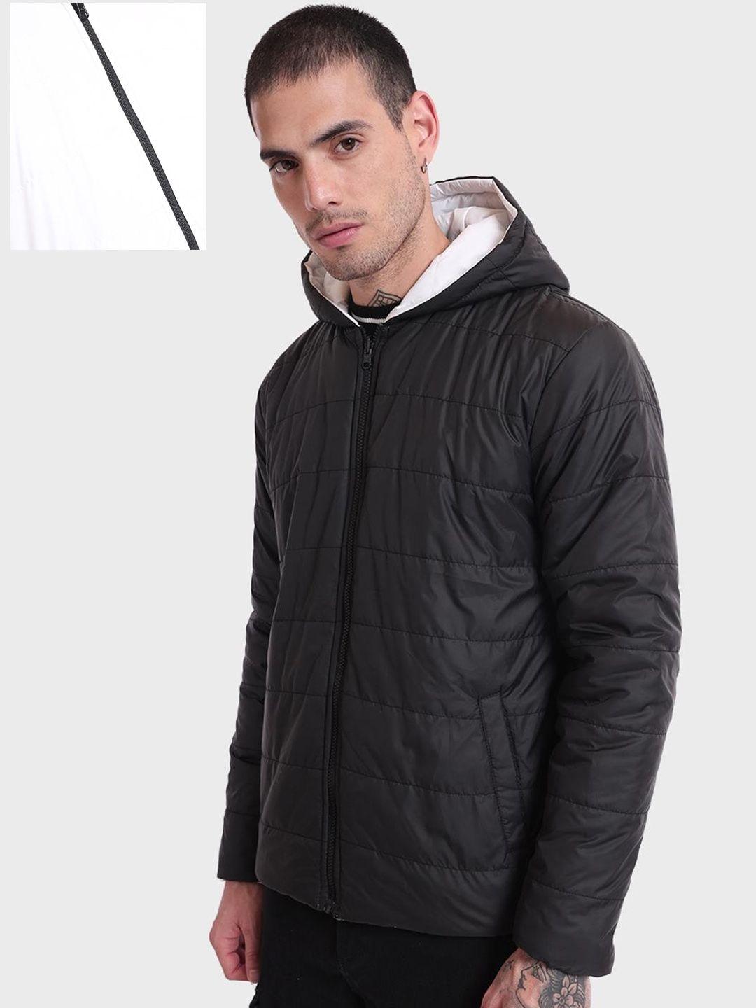 bewakoof-men-white-&-black-solid-reversible-padded-jacket