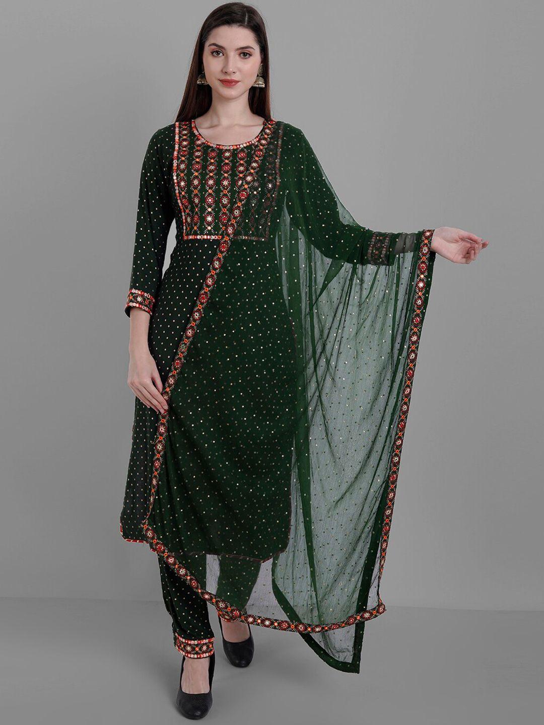 ziva-fashion-women-green-printed-mirror-work-kurta-with-trousers-&-with-dupatta