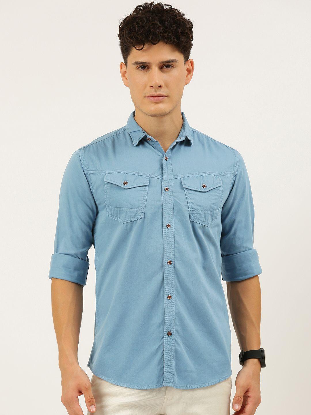 ivoc-men-blue-pure-cotton-standard-slim-fit-casual-shirt