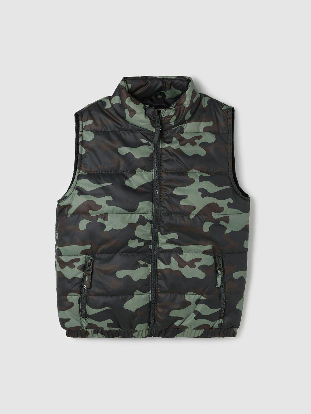 max-boys-green-camouflage-windcheater-padded-jacket