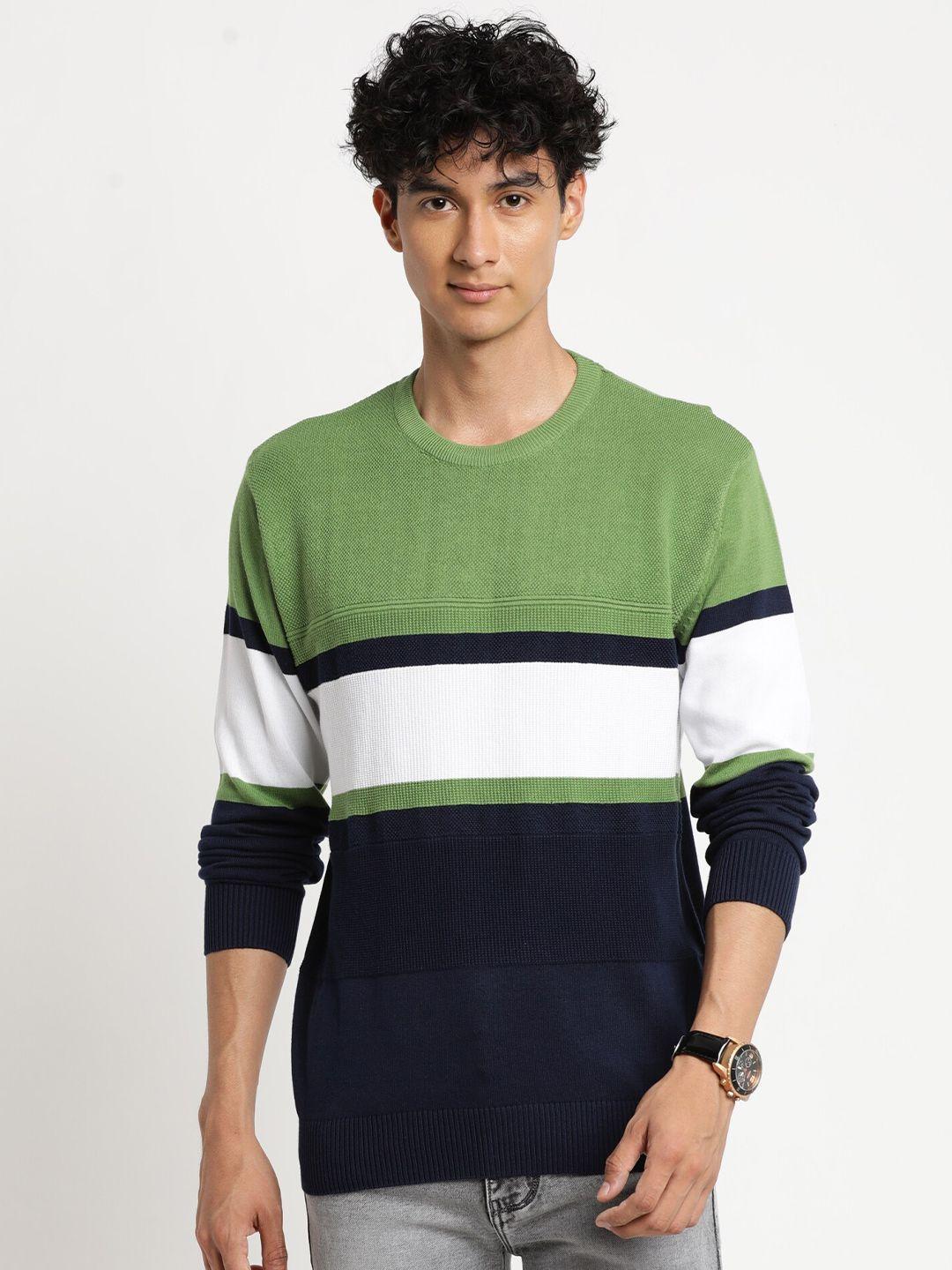 turtle-men-green-&-navy-blue-colourblocked-colourblocked-pullover