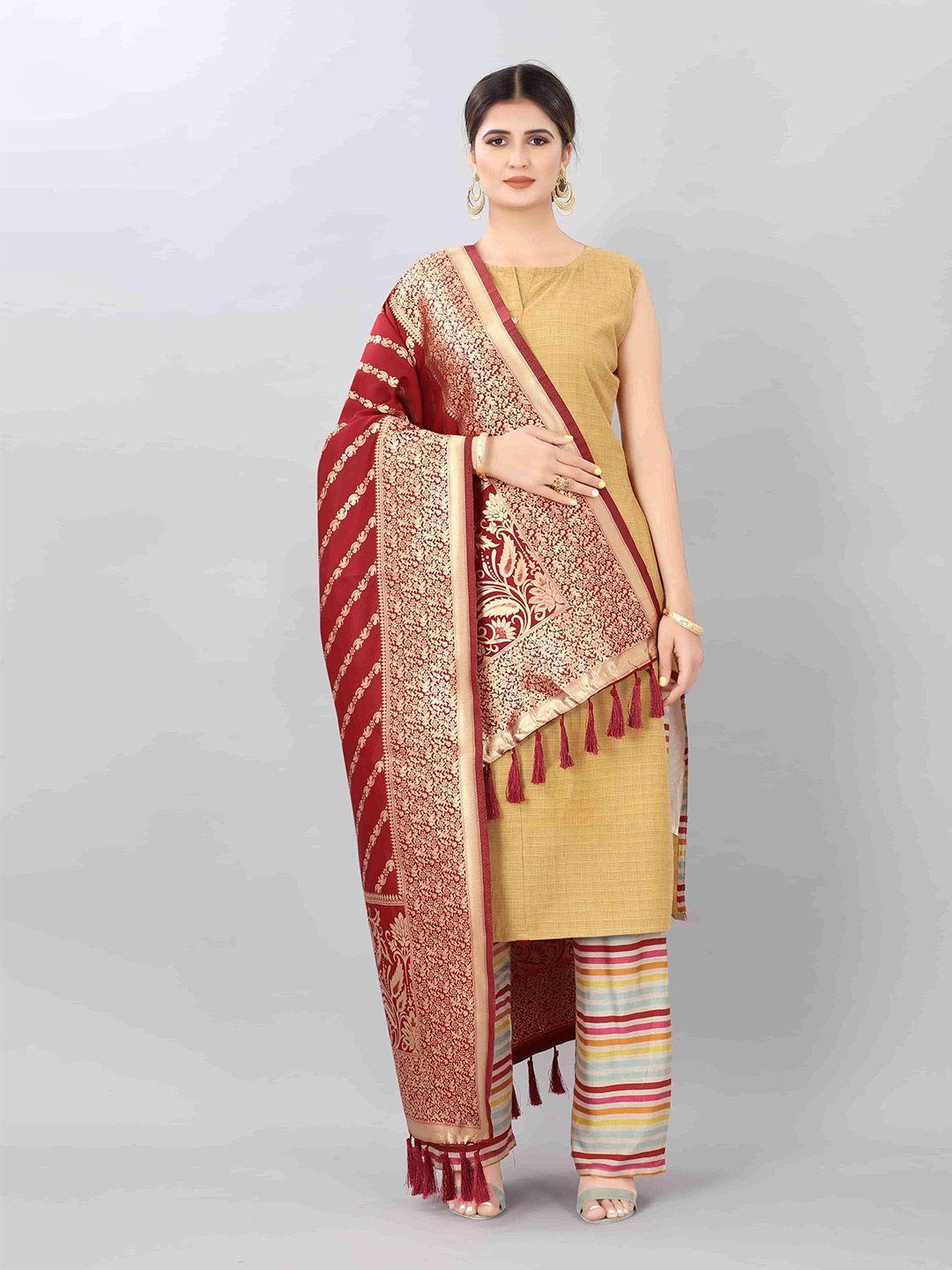 silk-land-red-&-gold-toned-woven-design-art-silk-dupatta-with-zari