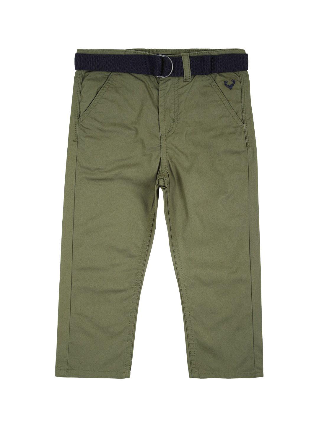 allen-solly-junior-boys-olive-green-slim-fit-trousers