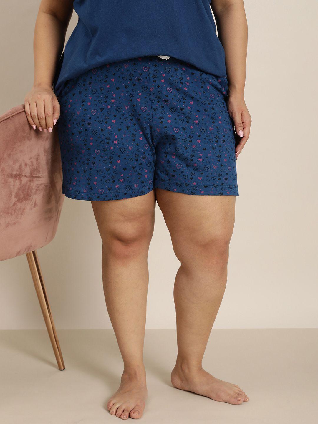 sztori-women-plus-size-printed-pure-cotton-lounge-shorts