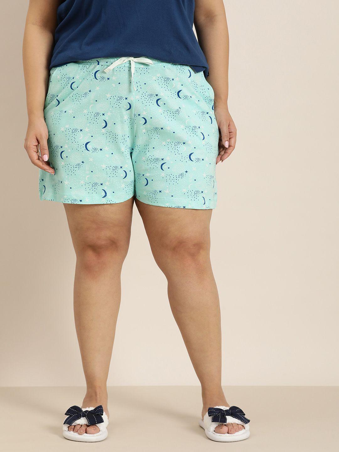 sztori-women-plus-size-printed-pure-cotton-lounge-shorts
