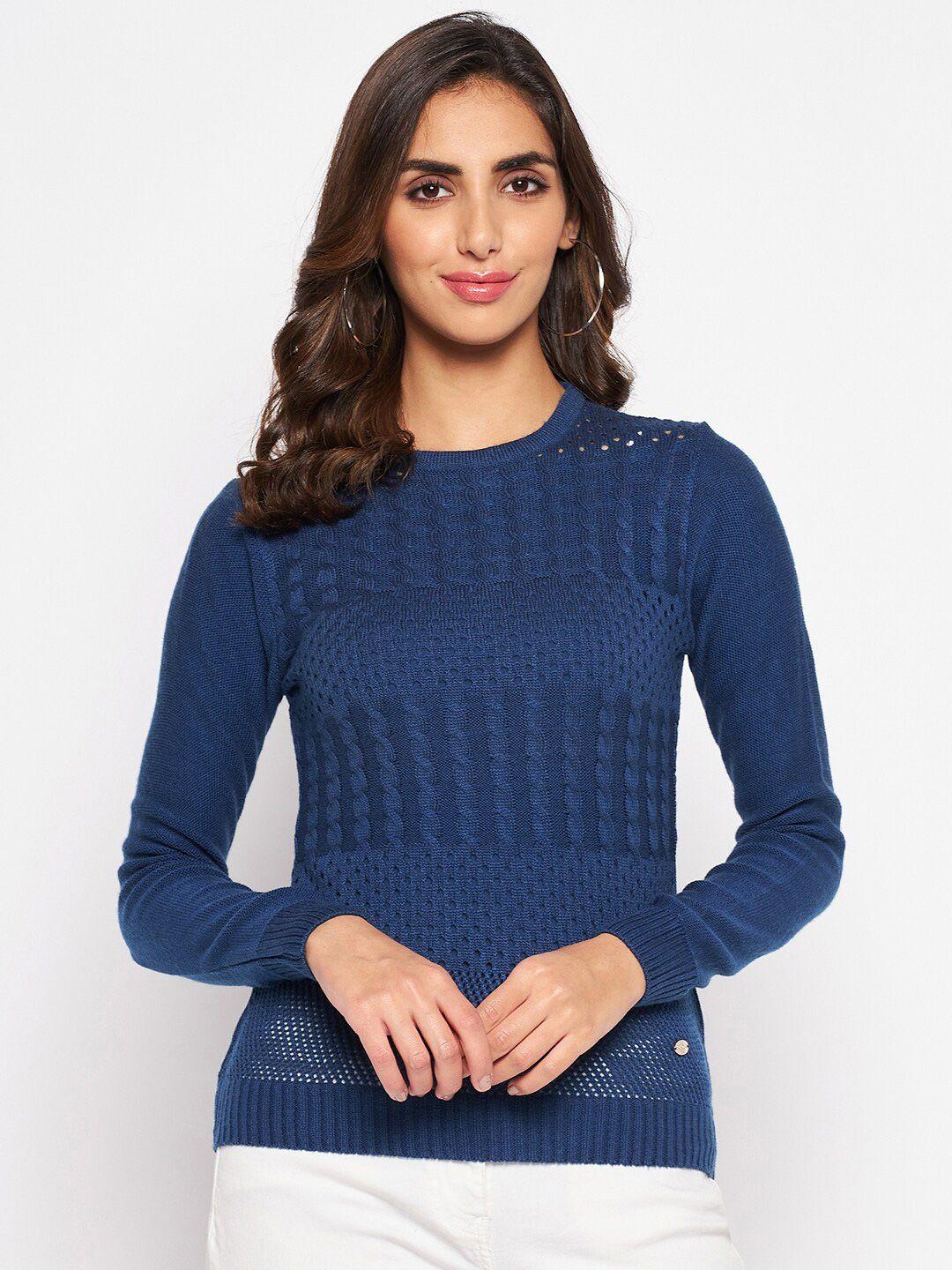 crozo-by-cantabil-women-acrylic-blue-cable-knit-pullover