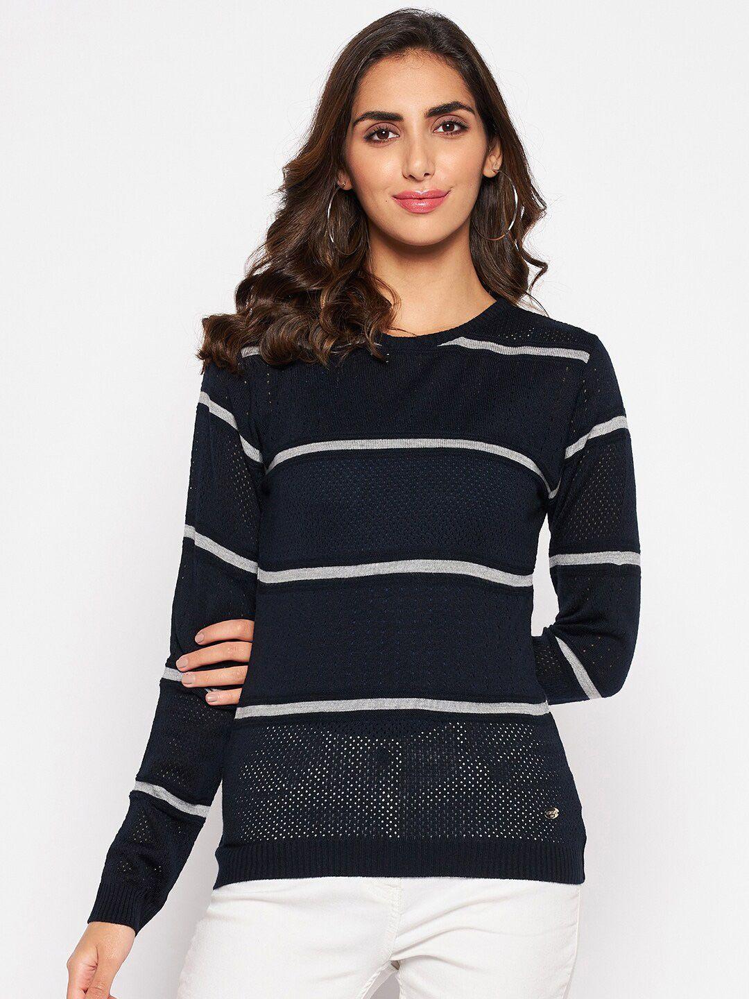 crozo-by-cantabil-women-acrylic-navy-blue-&-grey-striped-pullover