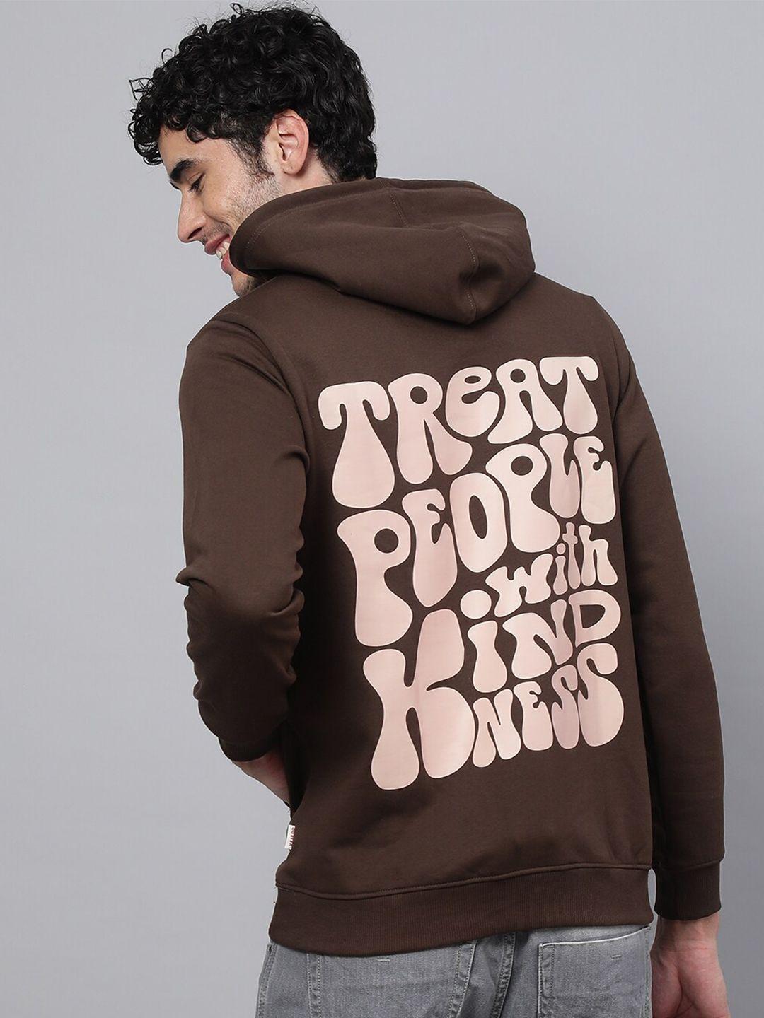 veirdo-men-brown-fleece-printed-hooded-sweatshirt