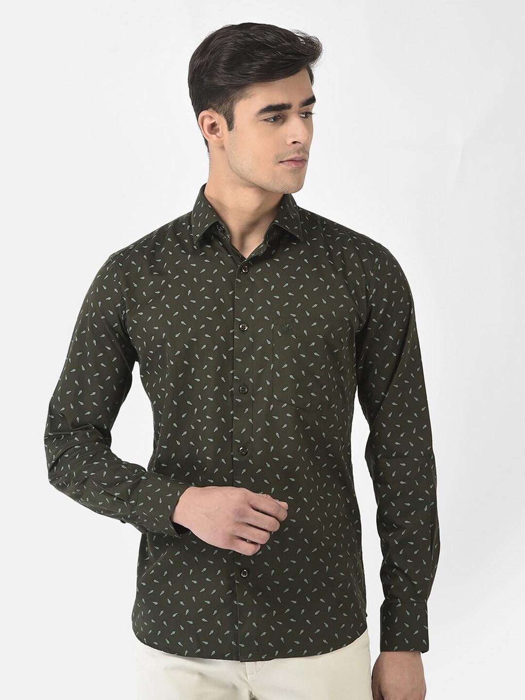 crimsoune-club-men-olive-green-slim-fit-floral-printed-cotton-casual-shirt