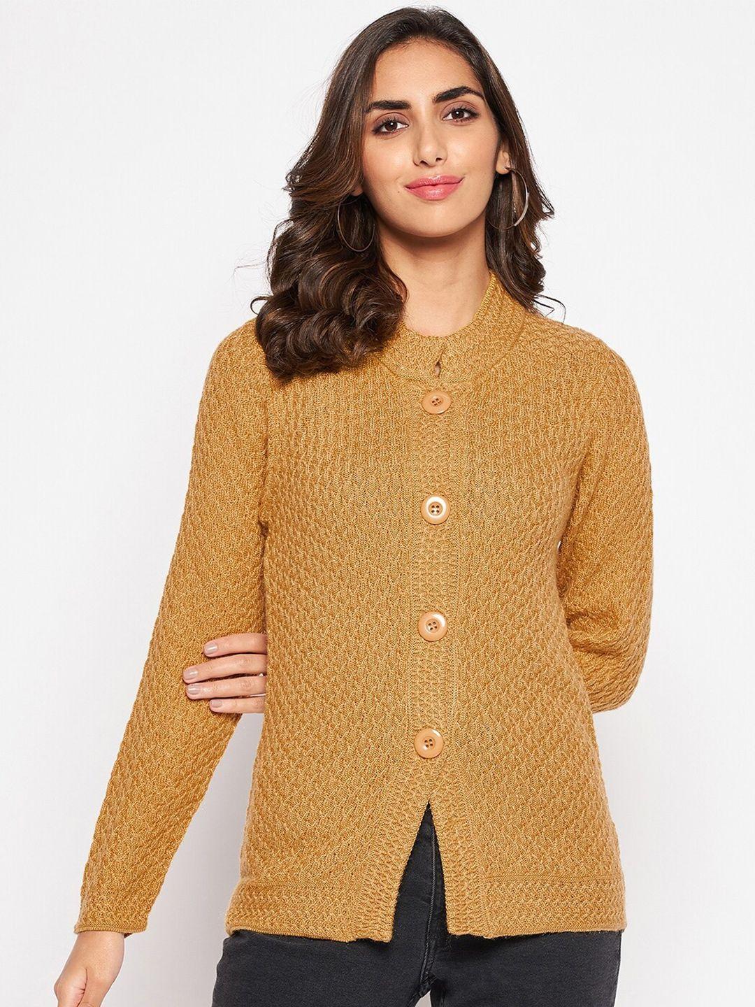 cantabil-women-mustard-cable-knit-cotton-cardigan