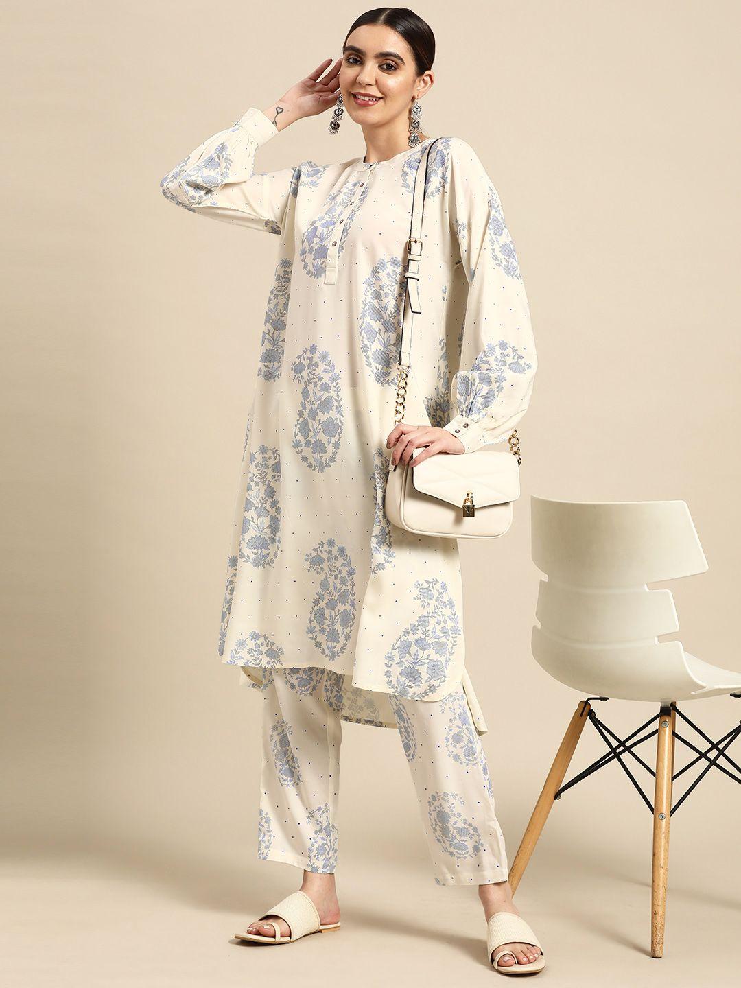 anouk-women-paisley-printed-pleated-high-low-kurta-with-trousers