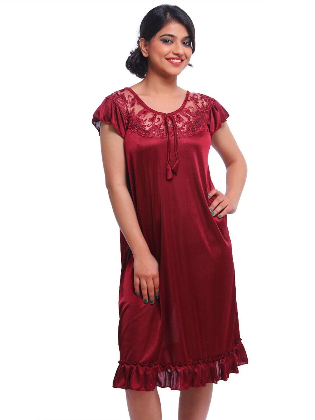 fasense-women-maroon-nightdress