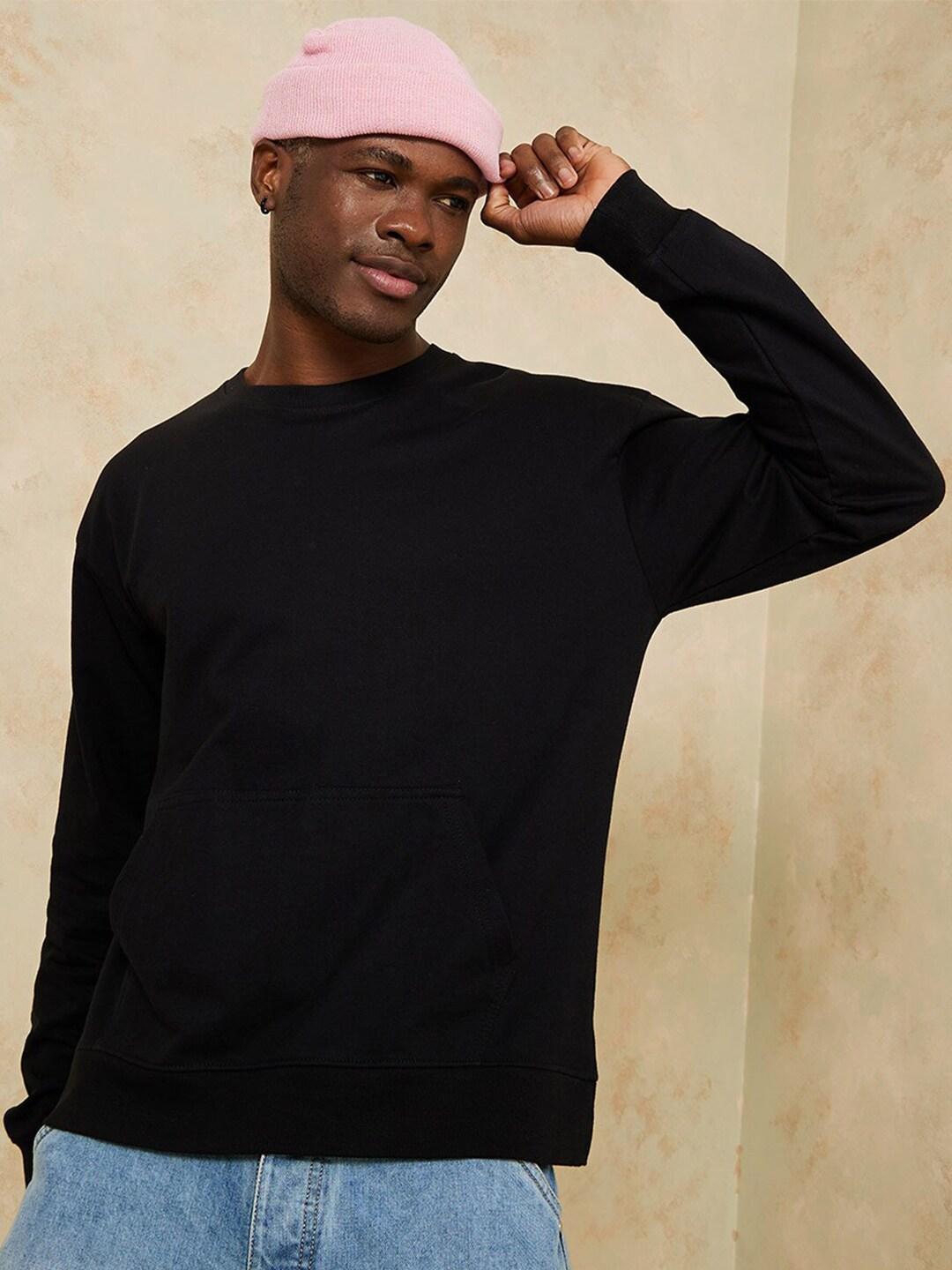 styli-men-black-printed-pure-cotton-sweatshirt