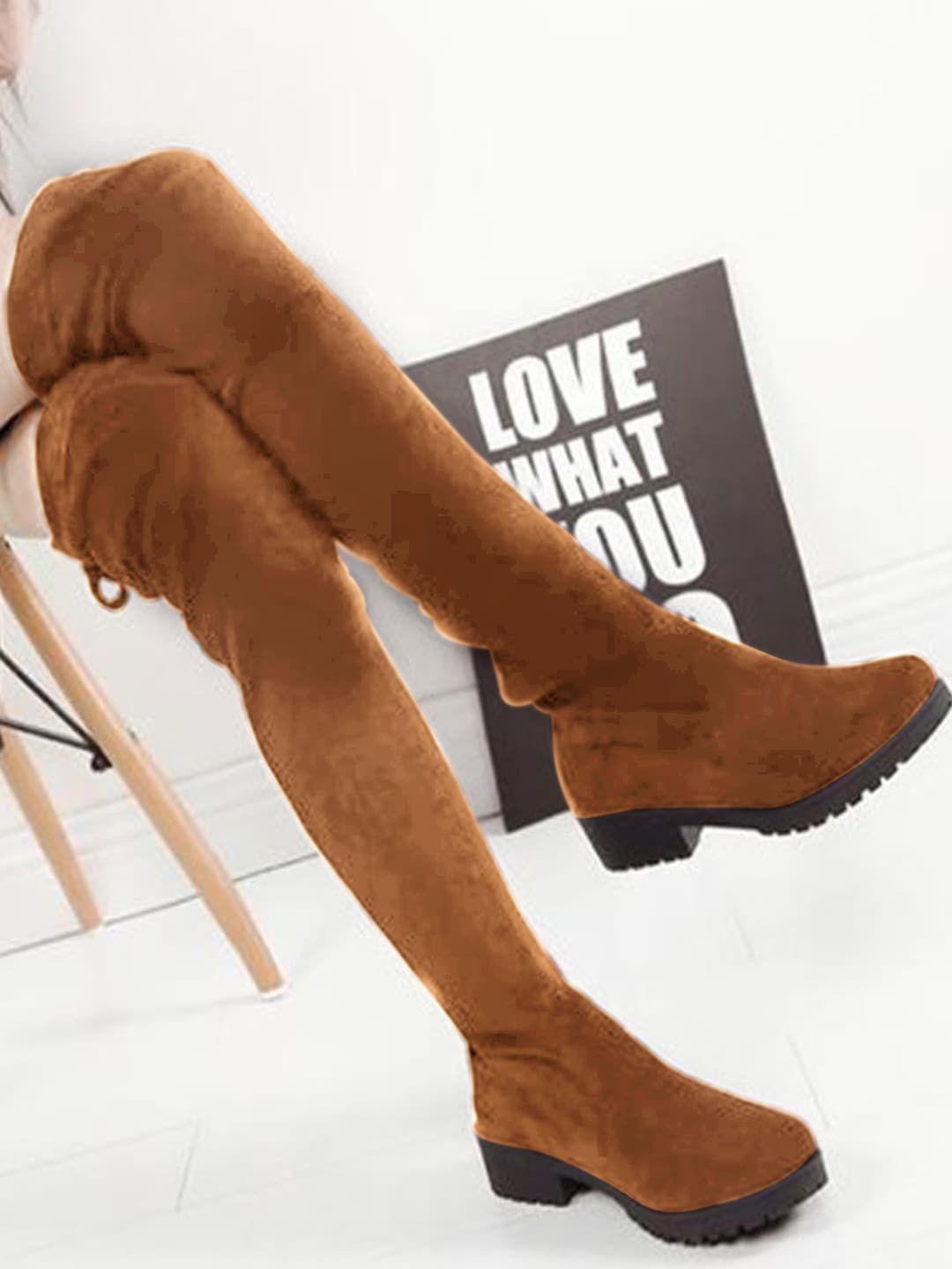 shoetopia-girls-tan-brown-solid-regular-boots
