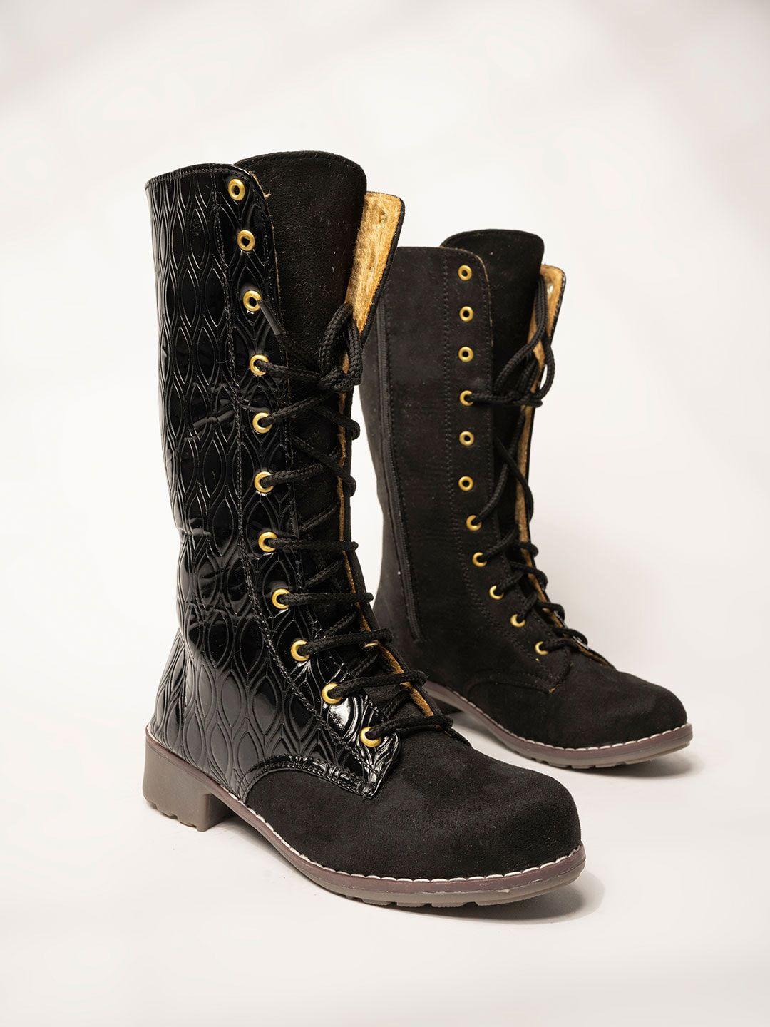 shoetopia-girls-black-solid-regular-boots