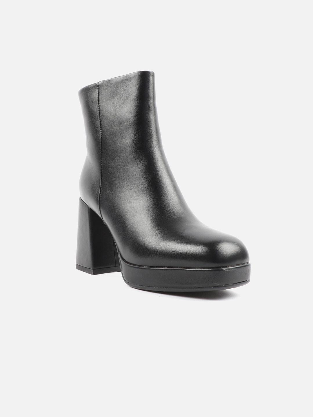 carlton-london-women-black-mid-top-block-heeled-boots