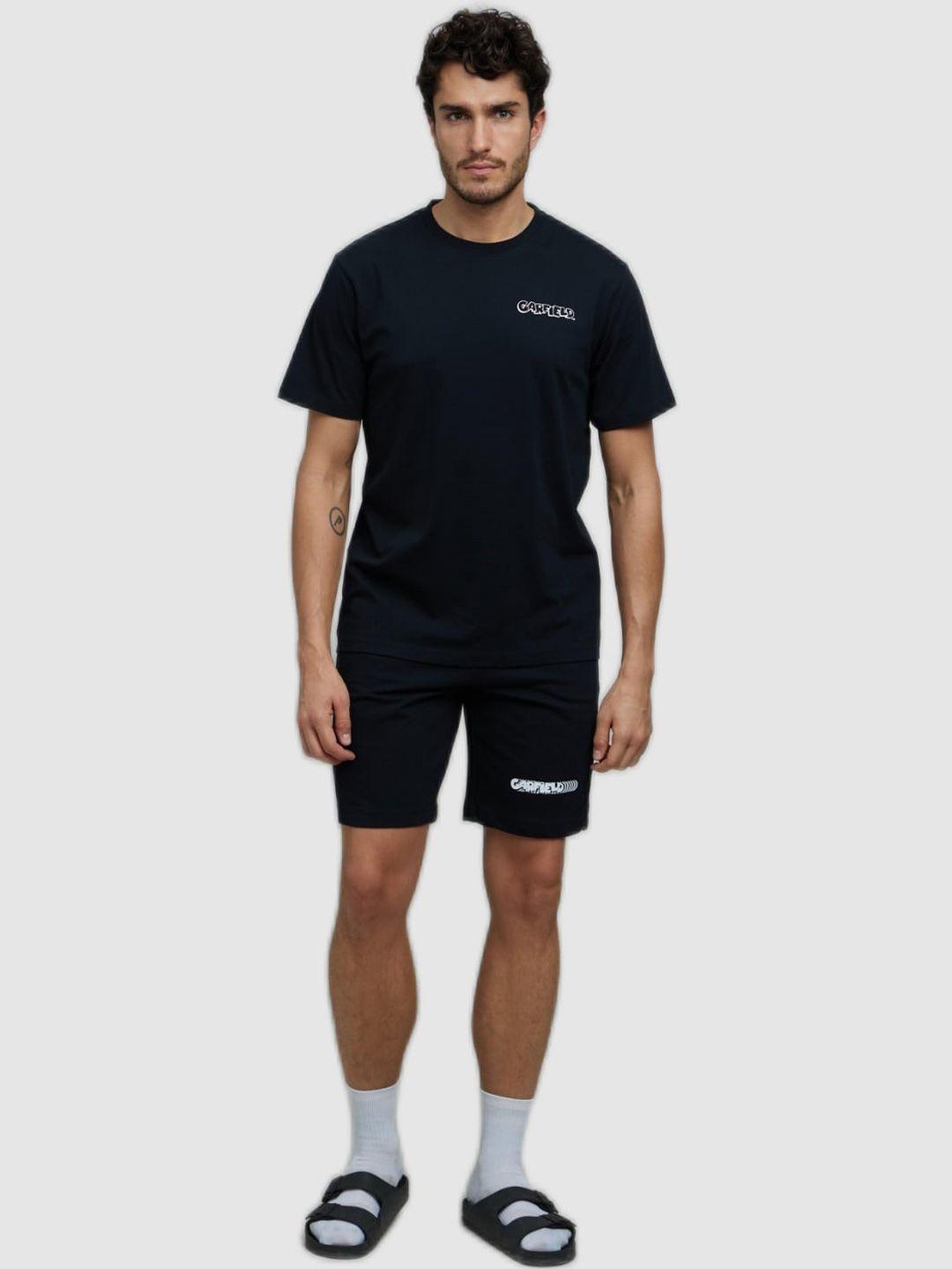 celio-men-black-printed-garfield-cotton-regular-fit-shorts