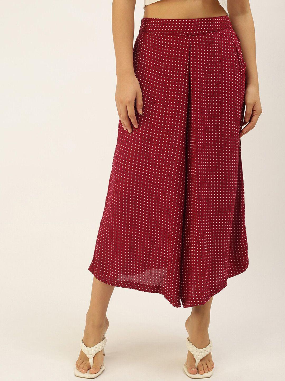 de-moza-women-maroon-printed-culottes-trousers