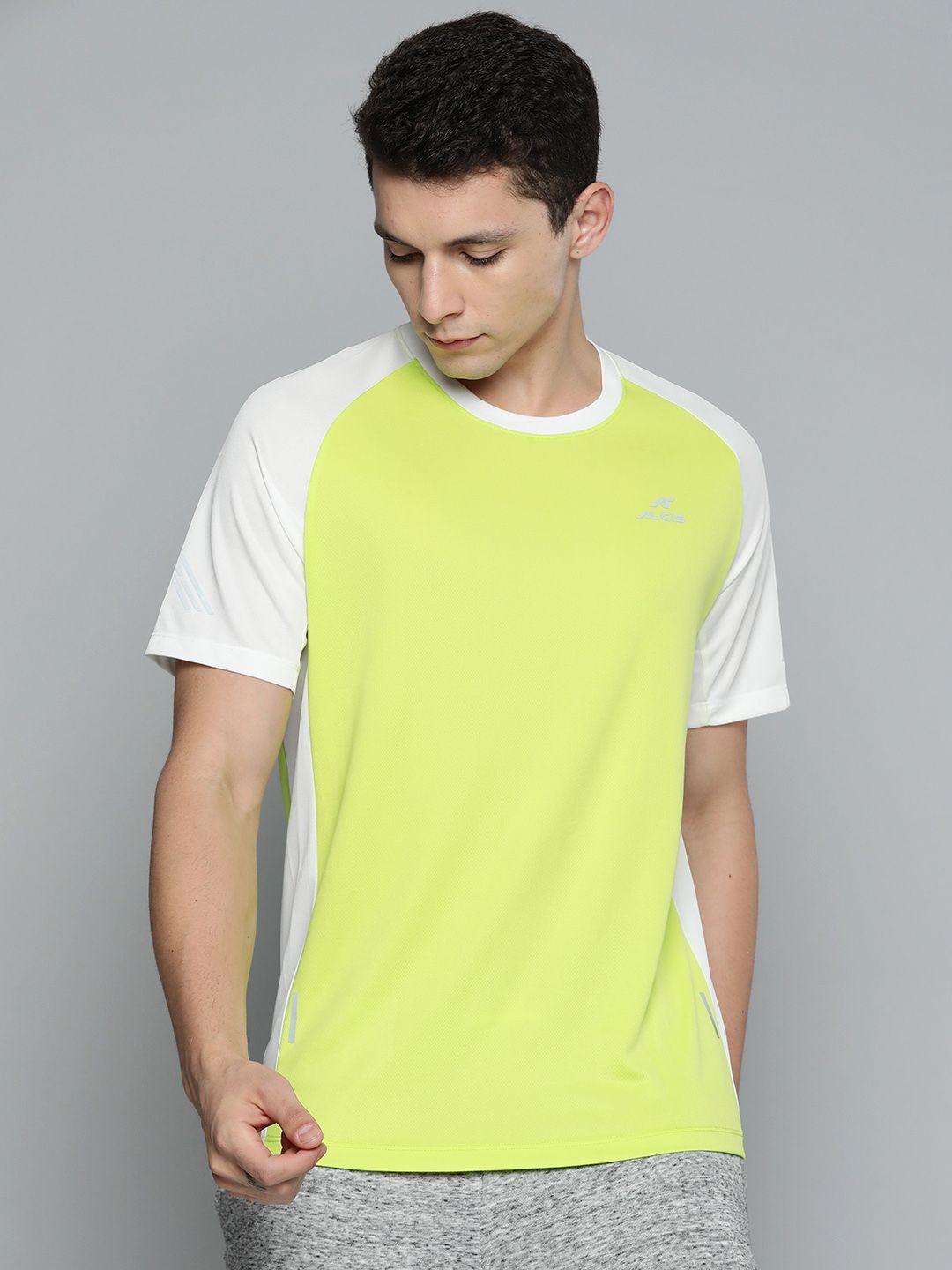 alcis-men-green-colourblocked-slim-fit-t-shirt
