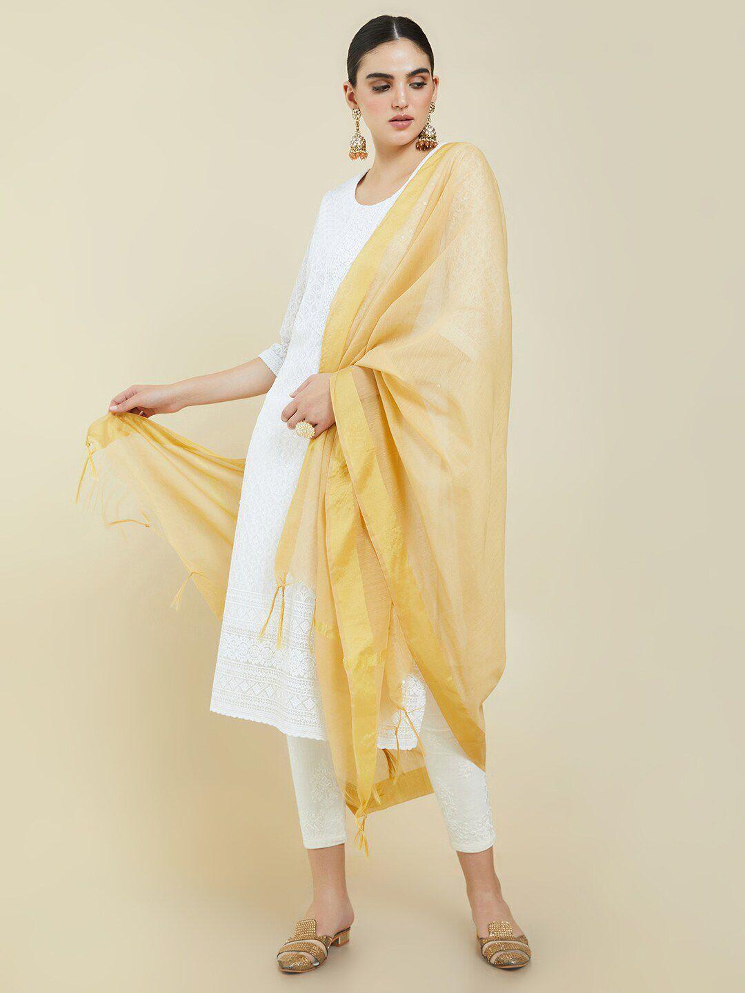 soch-women-beige-art-silk-dupatta