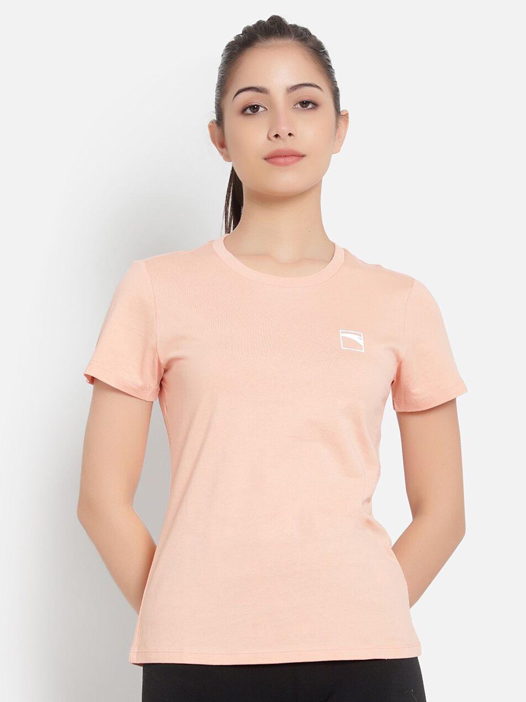 anta-women-pink-cotton-t-shirt