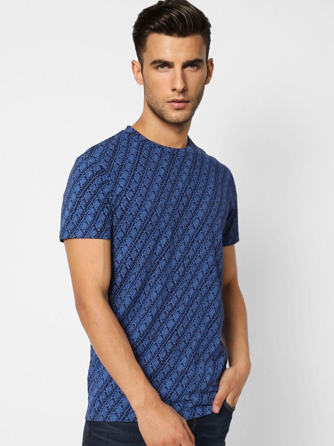 jack-&-jones-men-blue-printed-t-shirt