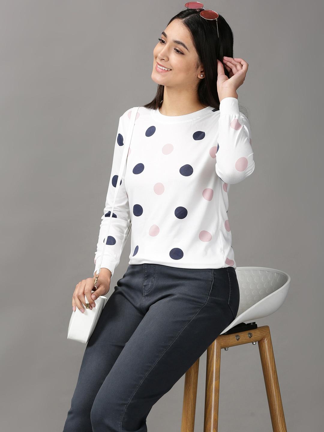 showoff-women-white-printed-top