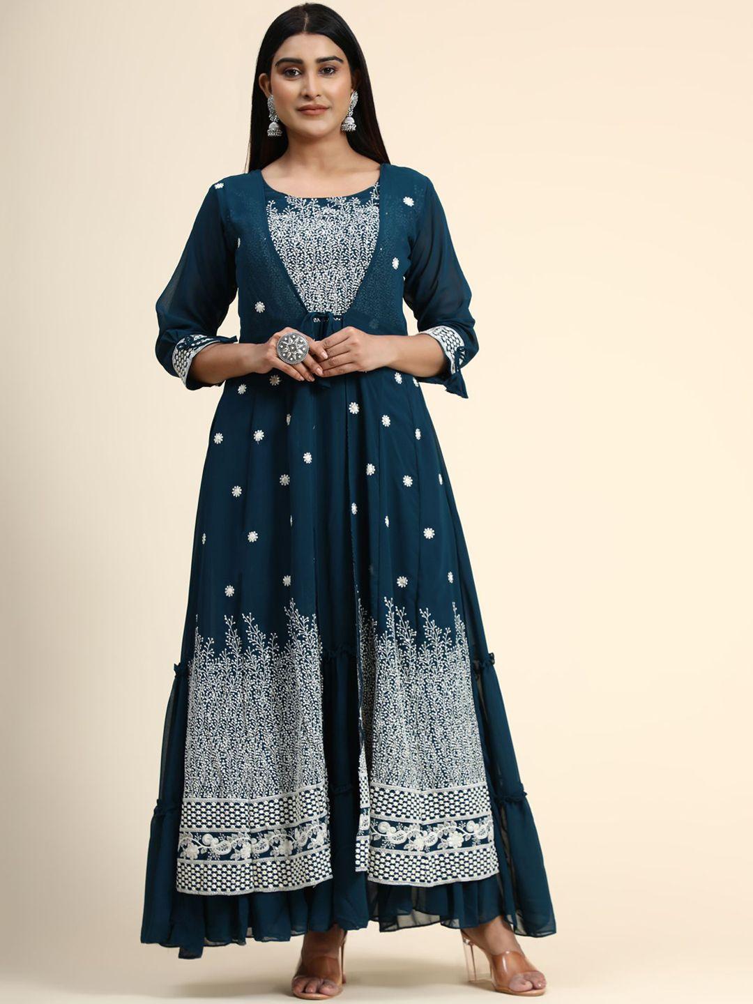 kalini-women-teal-blue-embellished-layered-ethnic-dress