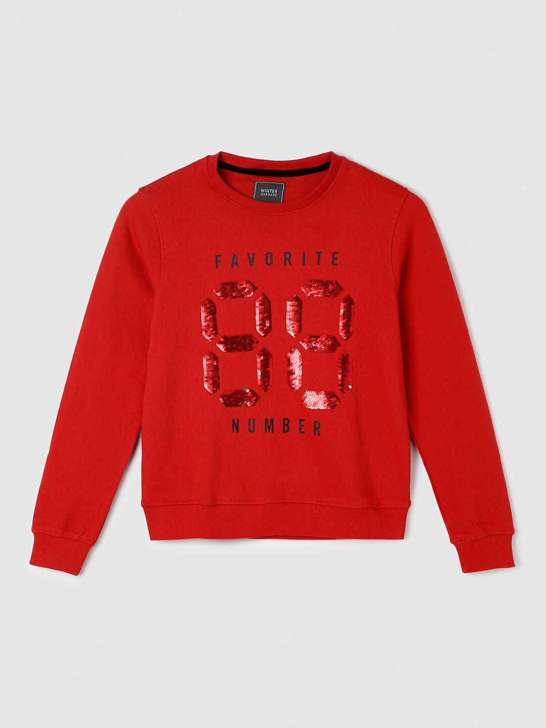 max-boys-red-printed-cotton-sweatshirt