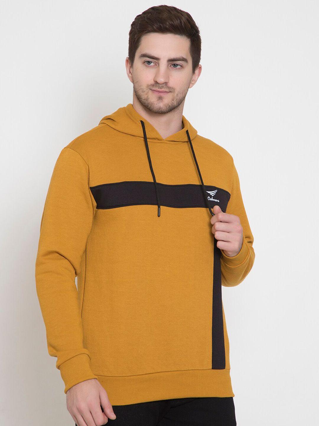 oakmans-men-mustard-colourblocked-hooded-fleece-sweatshirt