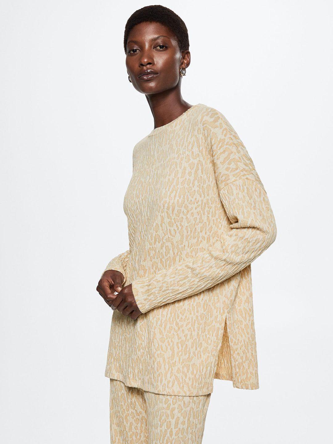 mango-women-beige-animal-printed-sweatshirt