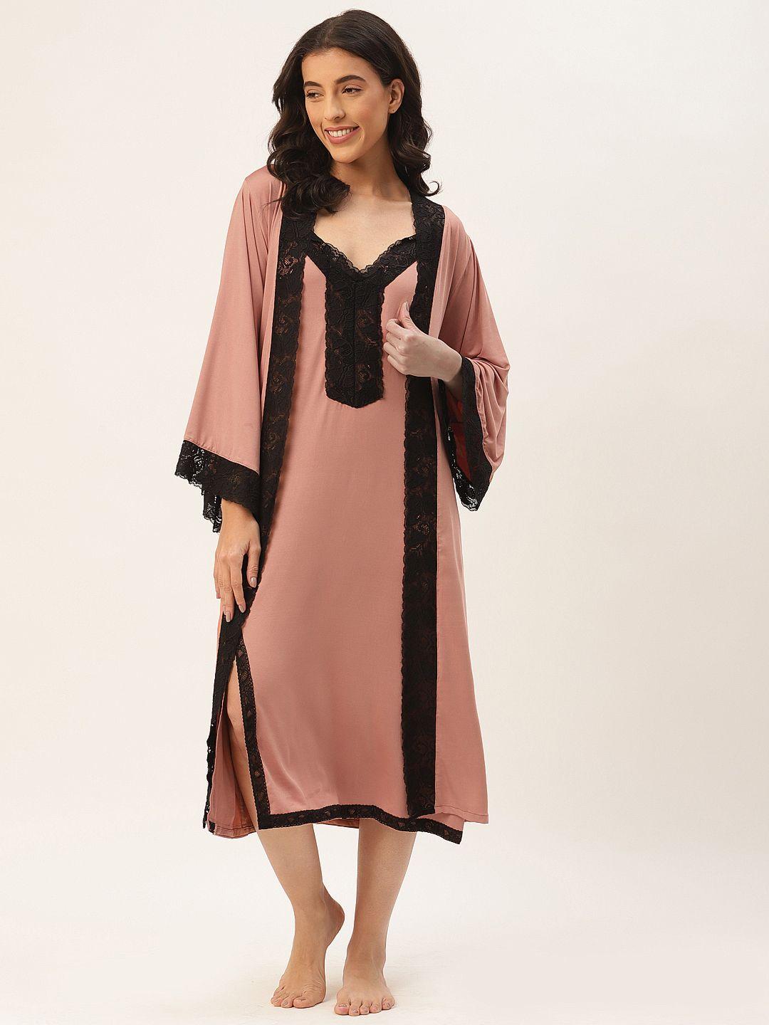 ms-lingies-peach-coloured-&-black-modal-baby-doll-with-robe