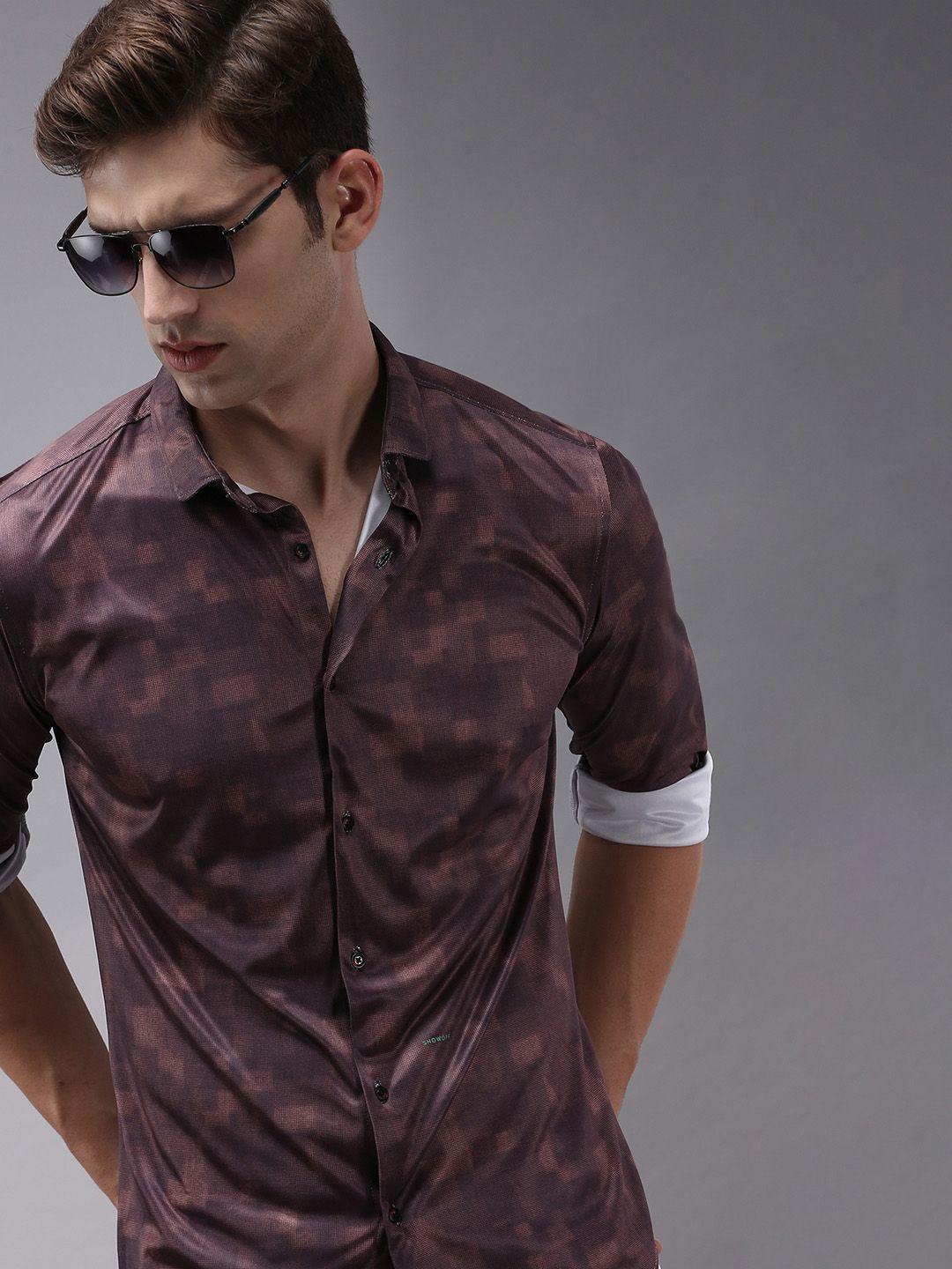 showoff-men-coffee-brown-classic-checked-cotton-casual-shirt
