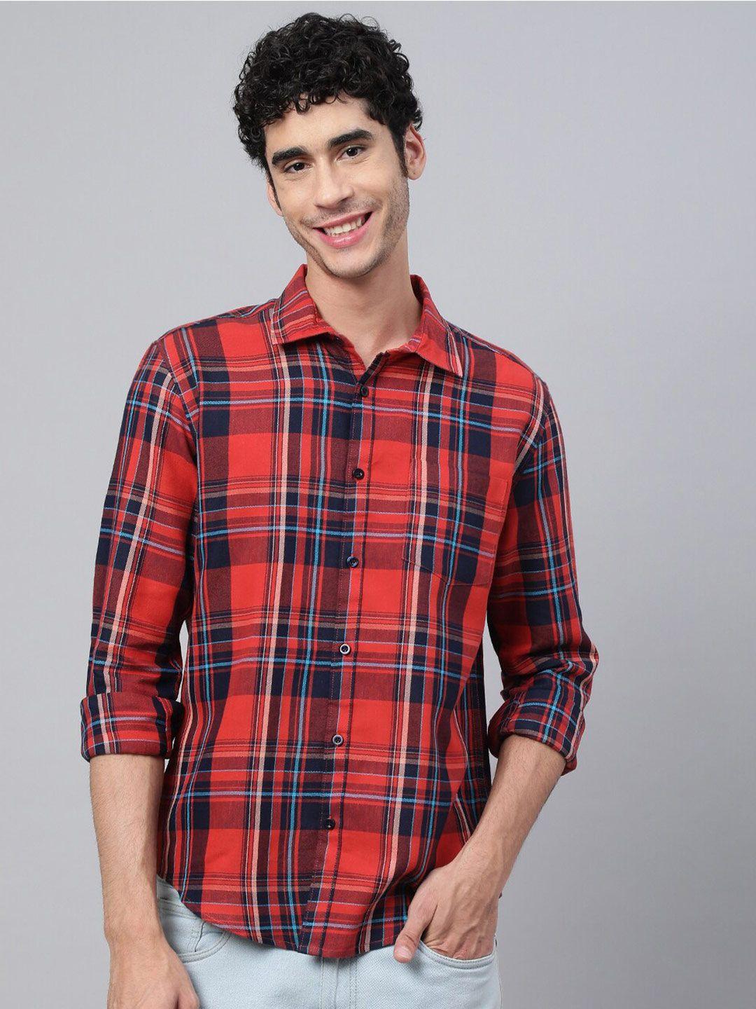 veirdo-men-maroon-tartan-checked-casual-cotton-shirt