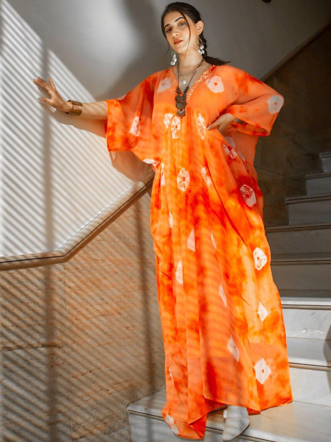 thread-&-button-orange-tie-&-dye-kaftan-dress