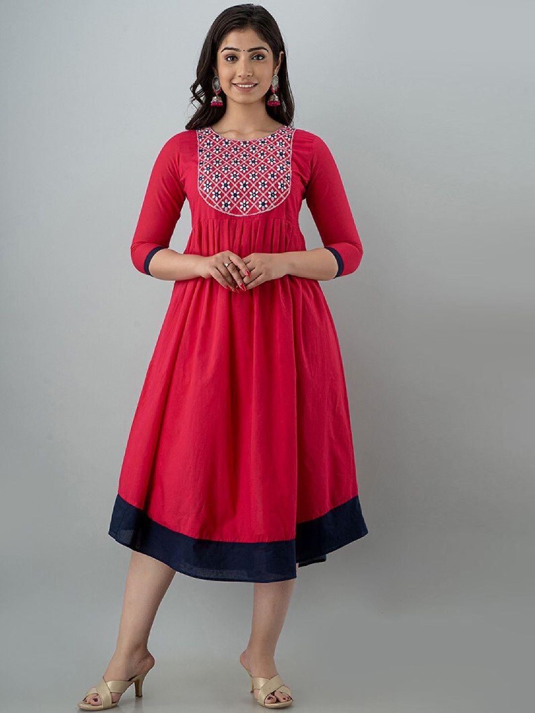 ksharaa-pink-ethnic-motifs-embroidered-midi-dress