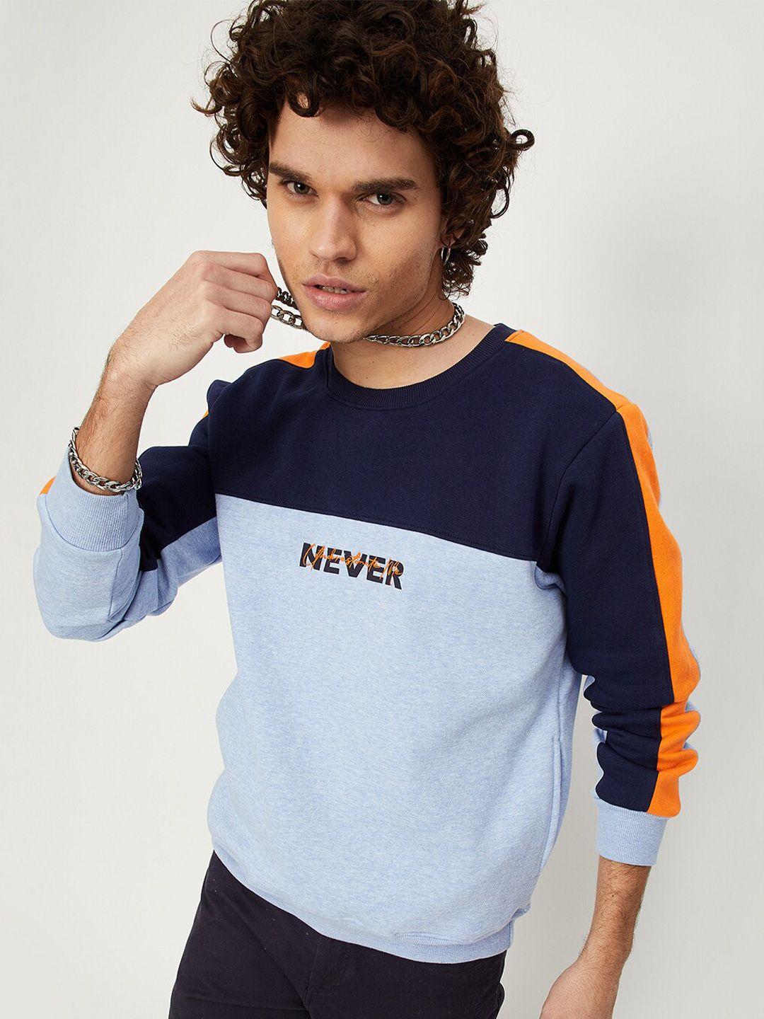 max-men-blue-colourblocked-sweatshirt