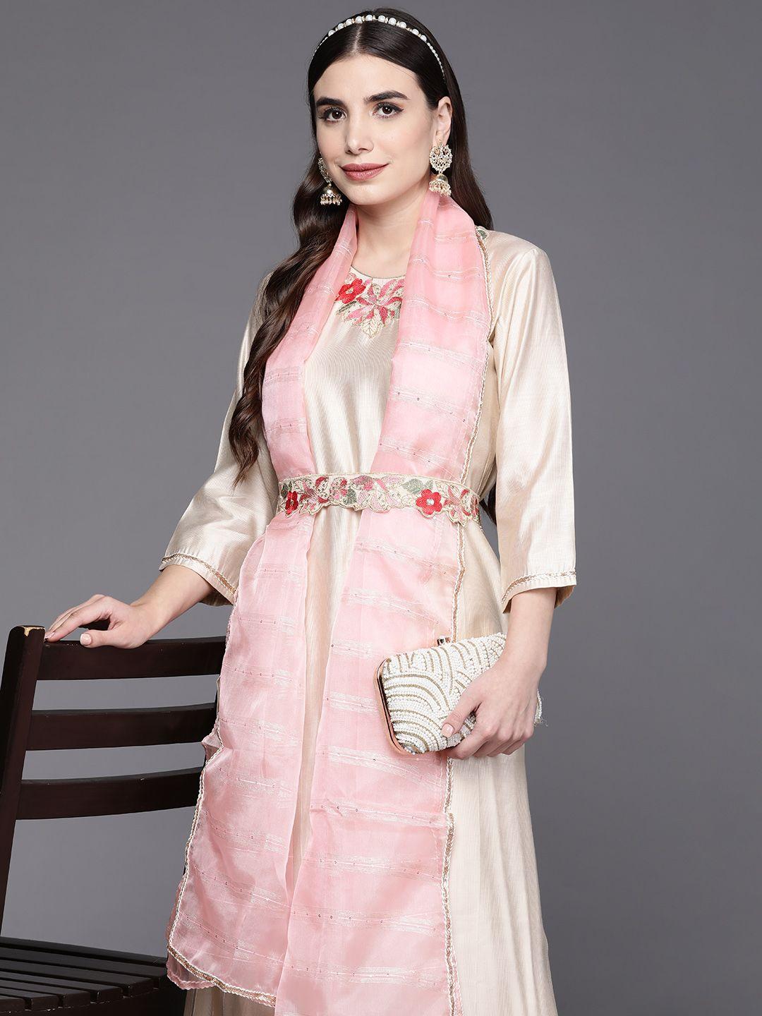 indo-era-women-off-white-floral-embroidered-sequinned-liva-kurta-with-palazzos-&-with-dupatta