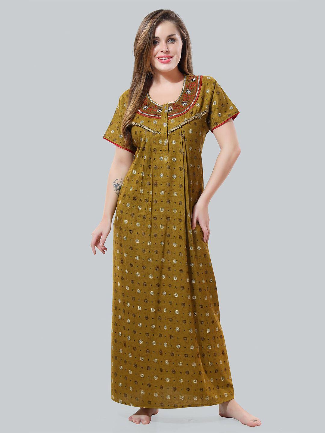 be-you-mustard-embroidered-maxi-nightdress