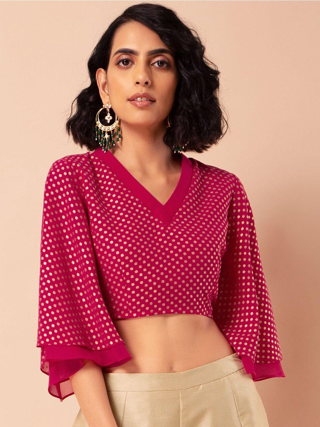 indya-pink-print-georgette-wrap-crop-top
