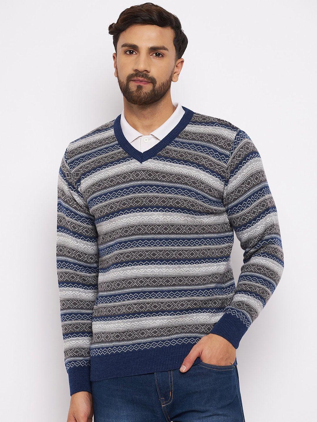 duke-men-blue-&-grey-printed-acrylic-pullover